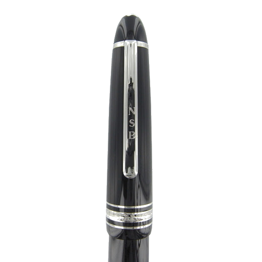 Customers initials engraved onto a clip of a Montblanc pen.