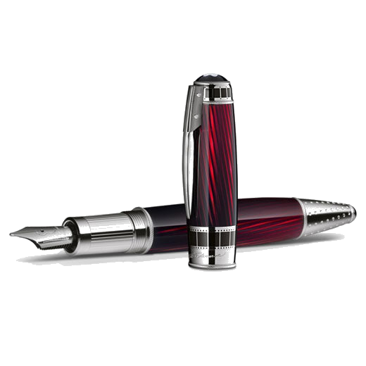 This Montblanc Great Characters Alfred Hitchcock Fountain Pen Limited Edition 80 is made out of precious resin with gold-plating and a white diamond on the clip.