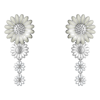 georg jensen white daisy enamel medium earrings