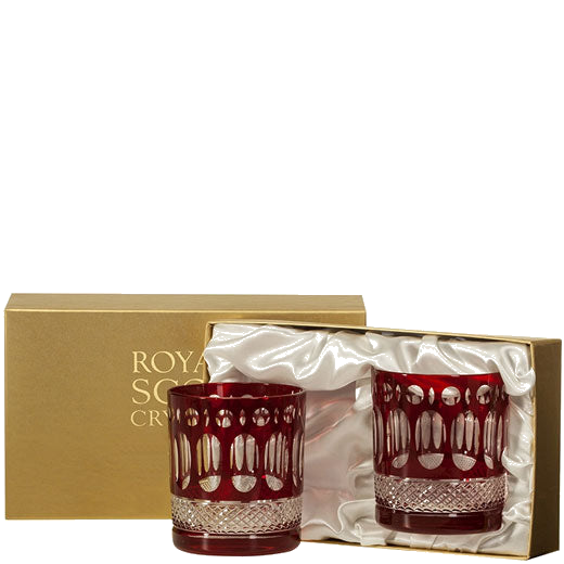 royal scot crystal ruby red 2 large belgravia tumblers packaging