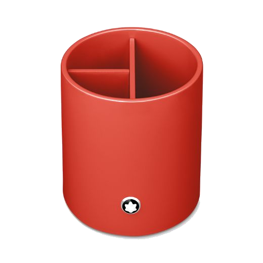 This Montblanc Round 3 Compartment Coral Lacquer Pen Holder is made out of lacquer with a shiny finish and looks great on your desk.