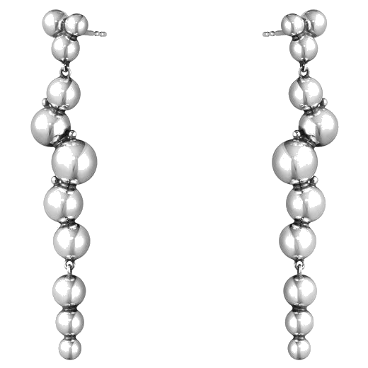 georg jensen moonlight grapes oxidised sterling silver large drop earrings