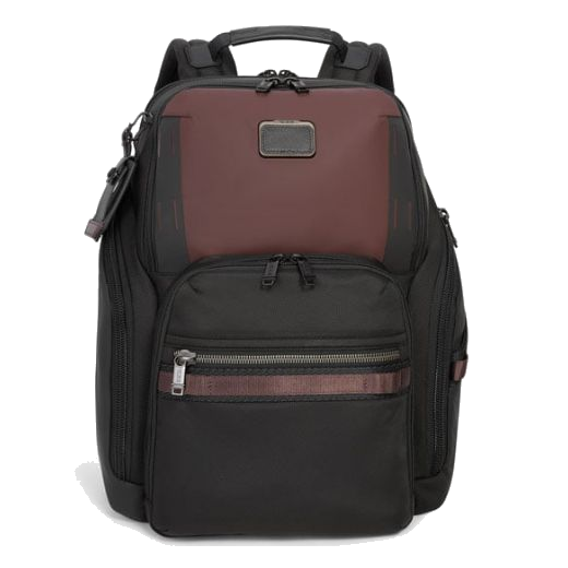 This TUMI Alpha Bravo Oxblood Search Backpack has multiple zip compartments on the outside so you can stay organised.