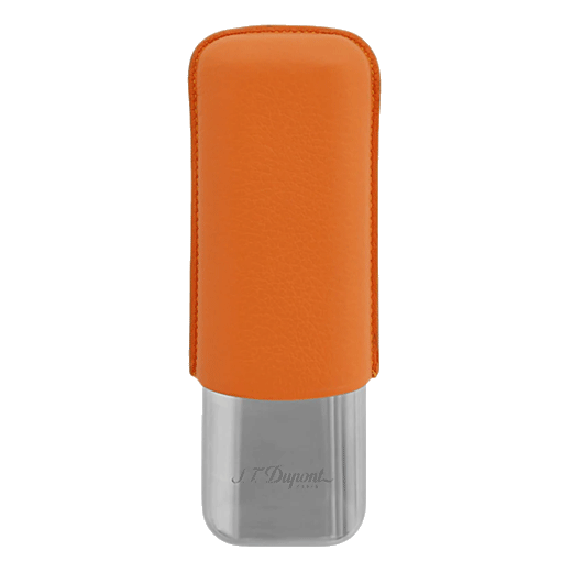 Keep your cigars safe in this Double Cigar Case Grained Orange Leather by S. T. dupont.