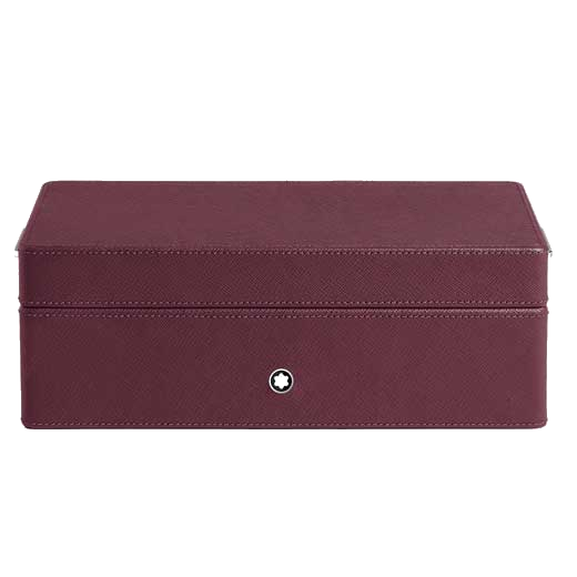 This Montblanc leather pen collector box is made with a textured red leather.