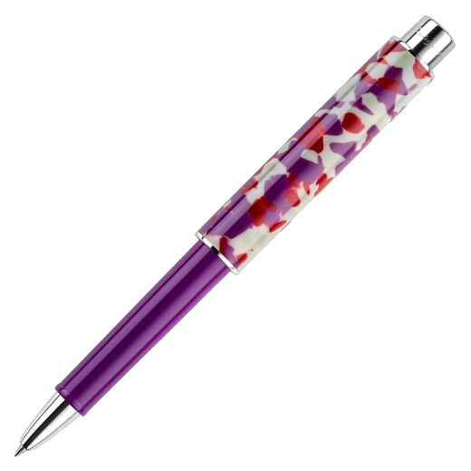 This Gnomo Obsession Midnight Purple Rollerball Pen by Montegrappa is made with a purple resin barrel and a patterned cap that has stainless steel trims.