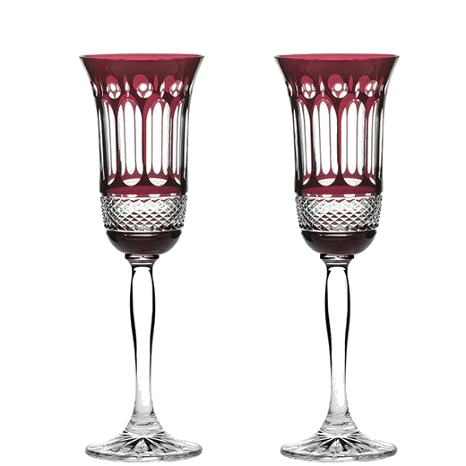 These Belgravia 2 x 18cl Ruby Red Champagne Flutes have been designed by Royal Scot Crystal.