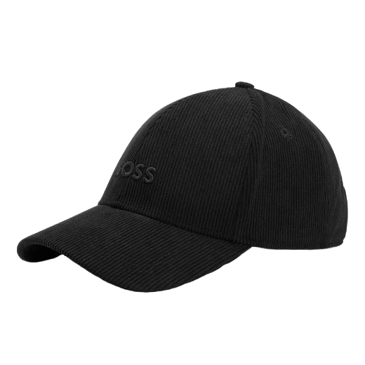 This Black Corduroy Cap with Embroidered Logo looks great worn casually and is adjustable by the rear strap.