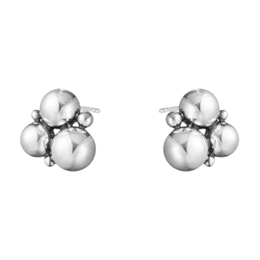 This Moonlight Grapes Sterling Silver Earrings by Georg Jensen has an oxidised finish on the sterling silver surface.