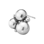 This pair of Moonlight Grapes Sterling Silver Earrings by Georg Jensen have three balls clustered together with smaller ones on each outer edge.