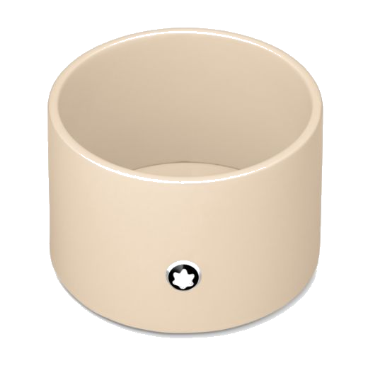 This Ivory Lacquer Round Medium Desk Tray by Montblanc can be stored on your desktop to add a luxe finish to your workspace.