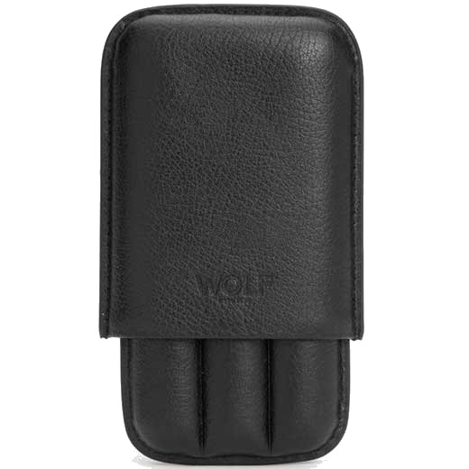 This WOLF Black Blake 3 Cigar Case has been crafted out of pebble textured leather.