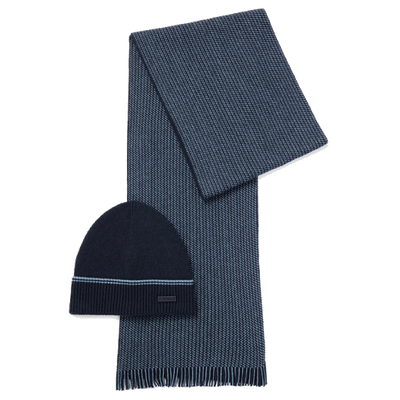 boss navy blue scarf hat se