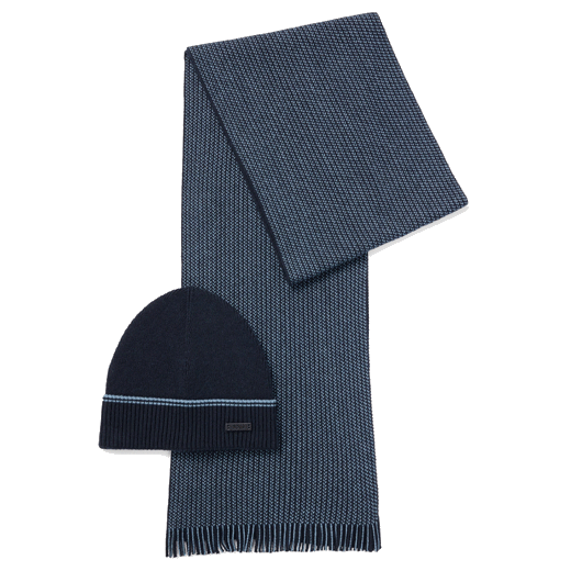 boss navy blue scarf hat se