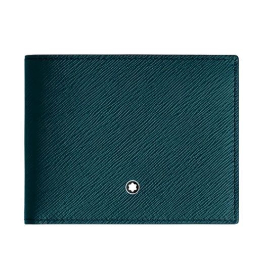 Montblanc's Sartorial Cyprus Blue Leather 6CC Wallet has 6 card slots inside the bifold and a banknote compartment.