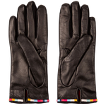 paul smith black leather gloves with swirl stripe edge back