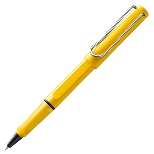 The LAMY yellow rollerball pen in the Safari collection.