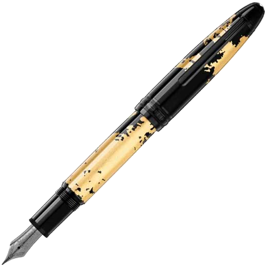This Montblanc Meisterstück Solitaire Calligraphy Gold Leaf Fountain Pen has a ruthenium nib.