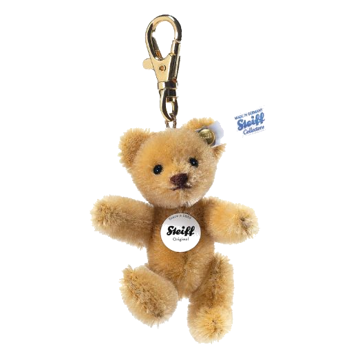 This Beige Mini Teddy Bear Keyring by Steiff is made out of 55% mohair and 45% cotton with a soft fur.