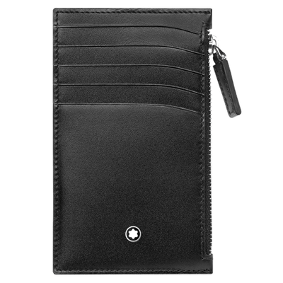 montblanc black leather zip