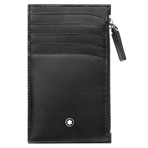 Montblanc's Meisterstück Zipped Pocket Black 5CC is made with plain leather and has the Montblanc snowcap emblem.