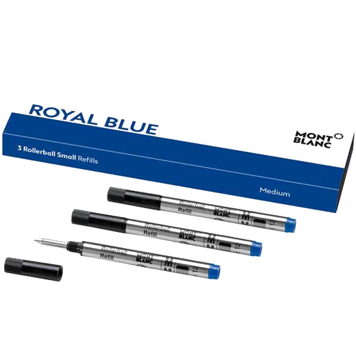 These are the Montblanc Royal Blue Small Rollerball Pen Refills 3x1 (M).