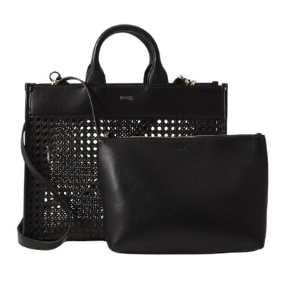 boss sandy woven black tote bag4