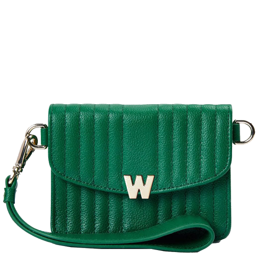 WOLF 1834's Forest Green Mimi Mini Bag with Wristlet features a detchable body strap.