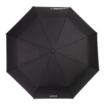 This Hugo Boss Iconic Mini Umbrella in Black has the brand name in white.