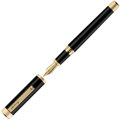 montegrappa zero black yellow gold fountain pen with steel nib