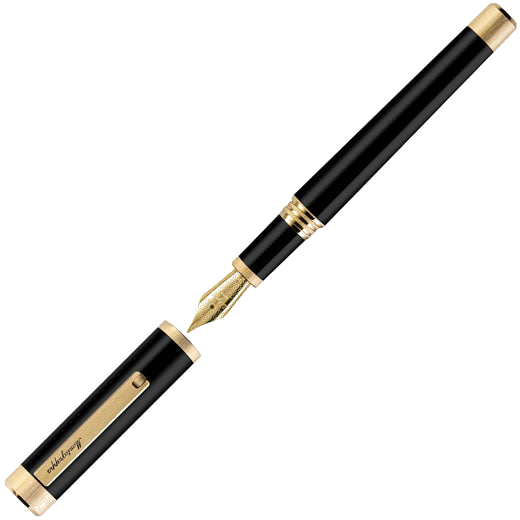 This Montegrappa Black & Yellow Gold Zero Fountain Pen can be engraved on the cap or clip.