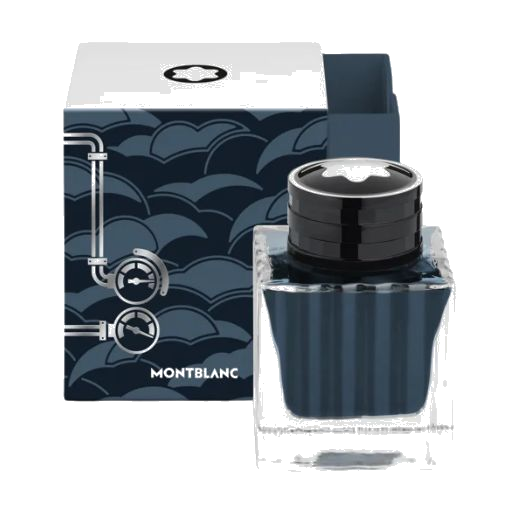 The Meisterstück Around the World in 80 Days 50ml Coal Blue Ink Bottle by Montblanc.