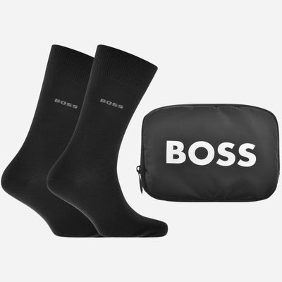 The BOSS 2-Pack Black Cotton Blend Regular Length Socks with Gift Set Bag by BOSS.