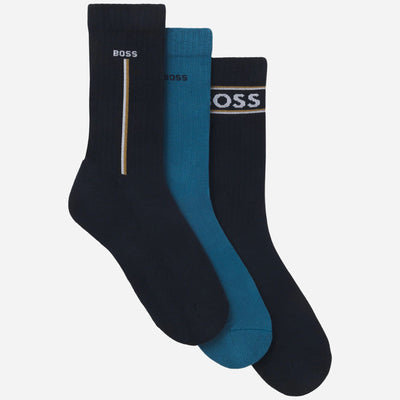 The 3 Pairs of Socks Iconic Gift Set in Black and Blue with BOSS Logo by BOSS.
