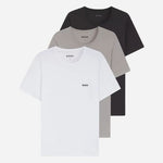 The 3-Pack Organic Cotton Classic Crew Neck T-Shirts in Dark Grey Light Grey White by BOSS.