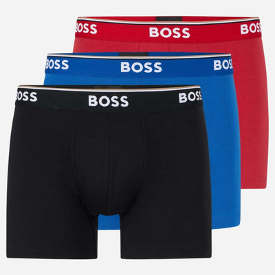 The 3-Pack Cotton Stretch Power Boxer Briefs with Logo and Stripe Waistbands by BOSS.
