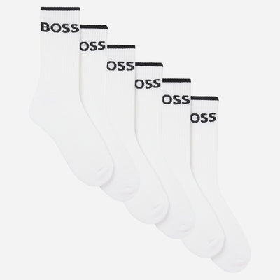 6-Pack Ribbed Quarter Length White Cotton Blend Socks