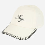 The BOSS Ally Cream Cotton-Twill Cap with Embroidered Edges and Hugo Logo by BOSS.