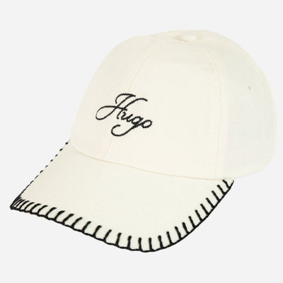 The BOSS Ally Cream Cotton-Twill Cap with Embroidered Edges and Hugo Logo by BOSS.