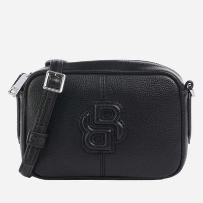 The Anett Black Faux Leather Cross Body Bag with Double B Monogram by BOSS.