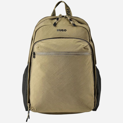 The BOSS Ayden Army Green Backpack with Hugo Raised Logo by BOSS.