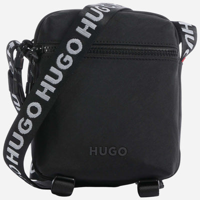 The BOSS Ayden Black NS Zip Cross Body Bag with Raised Hugo Logo by BOSS.