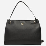 The Beyond Black Grained Leather Tote Bag with Double 'B' Monogram by BOSS.