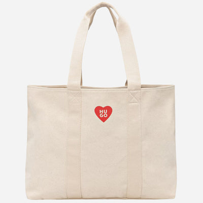 The BOSS Becky Beige Tote with Hugo Heart Logo by BOSS.