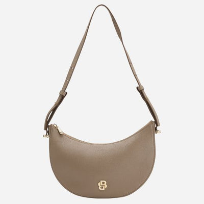 The Beyond Halfmoon Beige Leather Cross Body Bag by BOSS.