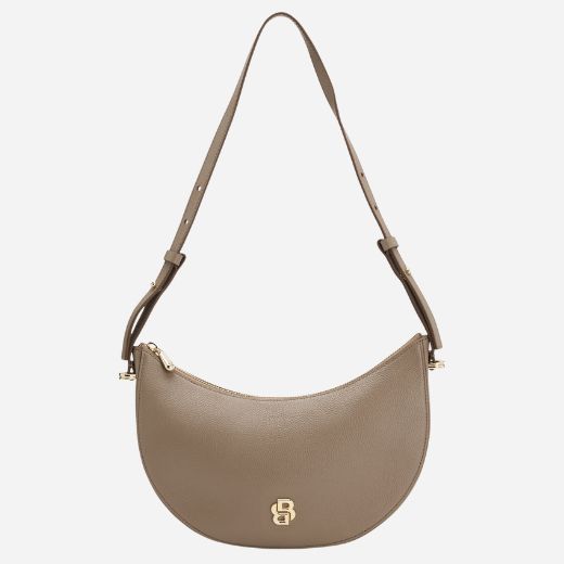 The Beyond Halfmoon Beige Leather Cross Body Bag by BOSS.