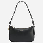 The Black Leather Numah Minibag with Double 'B' Monogram Charm by BOSS.