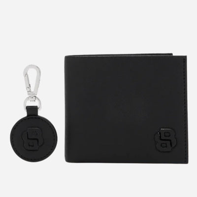 The BOSS Black Wallet and Keyring Gift Set with Double "B" Monogram Logo by BOSS.