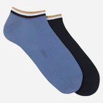 The BOSS Blue Cotton Ankle Socks With Signature Stripe Set of 2 by BOSS.