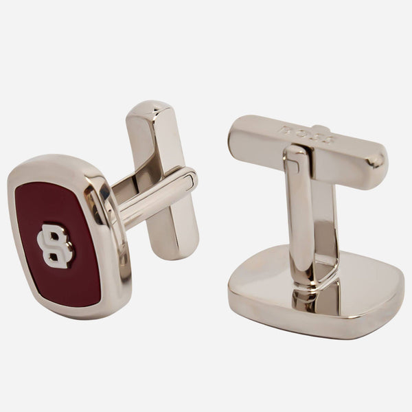 The BOSS Brass Cufflinks with Red Enamel Insert and Double 'B' Monogram by BOSS.